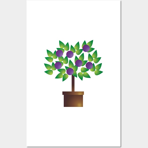 Plum Tree Pot Plant Digital Art | Melanie Jensen Illustrations Wall Art by illusima